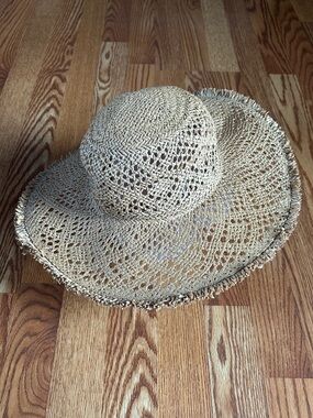 Marcus Adler New York Wide Brim Fringe Paper Sun Hat w/Drawstring in Brim